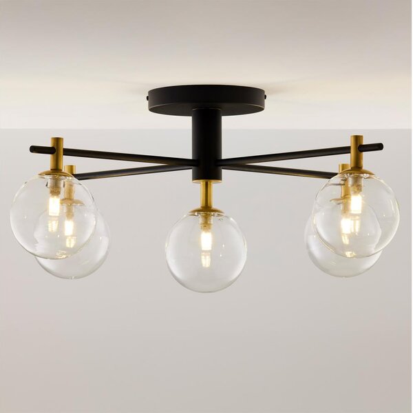 Jupiter 2035 - Lampadario a plafone FIGARO 5xG9/10W/230V nero/oro/beige/limpido
