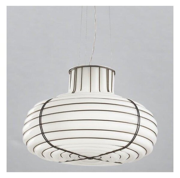 SIRU - Lampadario a sospensione con filo CHAPEAU 2xE14/40W/230V cromo/bianco Vetro veneziano