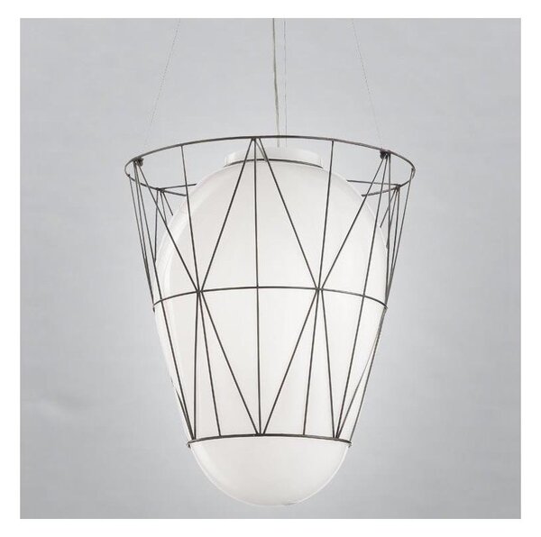 SIRU - Lampadario a sospensione con filo SEGNI 1xE27/60W/230V nero/bianco Vetro veneziano