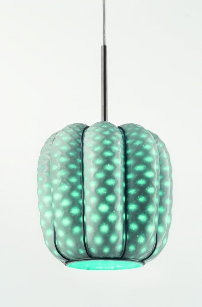 SIRU - Lampadario a sospensione con filo NEST 3xE27/60W/230V arancione/blu/verde Vetro veneziano