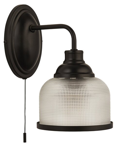Applique Contemporanea Highworth Acciaio Nero Trasparente 1 Luce E27