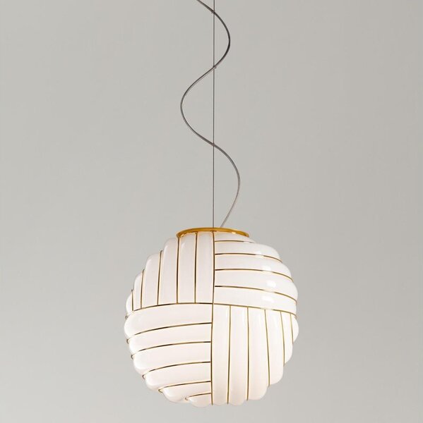SIRU - Lampadario a sospensione con filo CARTESIO 1xE27/60W/230V oro/bianco Vetro veneziano