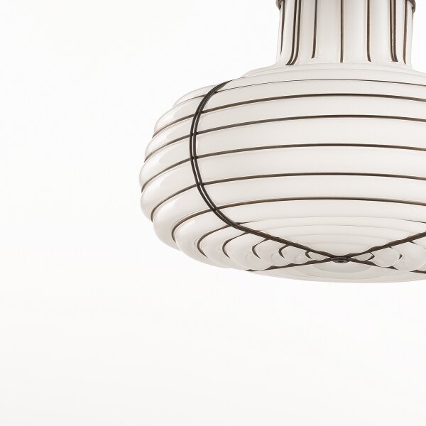 SIRU - Lampadario a sospensione con filo CHAPEAU 2xE14/40W/230V cromo/bianco Vetro veneziano