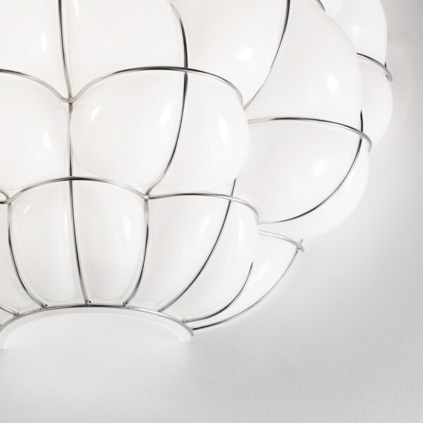 SIRU - Applique POUFF 1xE27/60W/230V cromo/bianco Vetro veneziano