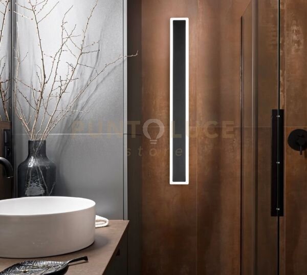 Applique in alluminio colore nero wally led 17w 3000k 1700lm 62,5cm