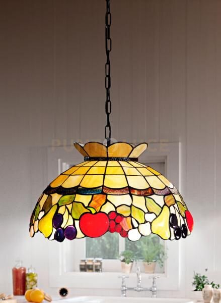 Fruit lampadario sospeso in vetro tiffany d.45cm 1 luce attacco e27