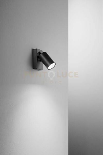 Faretto in alluminio colore nero oddy 1 luce attacco gu10 orientab