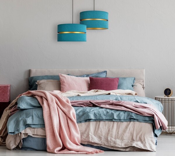 Duolla - Lampadario a sospensione con filo DUO 1xE27/15W/230V diametro 40 cm turchese/oro