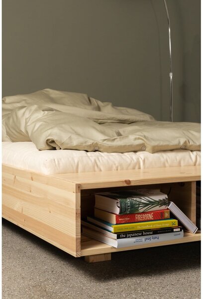 Letto singolo di colore naturale in pino massiccio senza testiera con rete inclusa 120x200 cm Merge – Karup