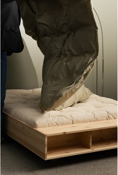 Letto matrimoniale di colore naturale in pino massiccio con rete inclusa 160x200 cm Merge – Karup Design