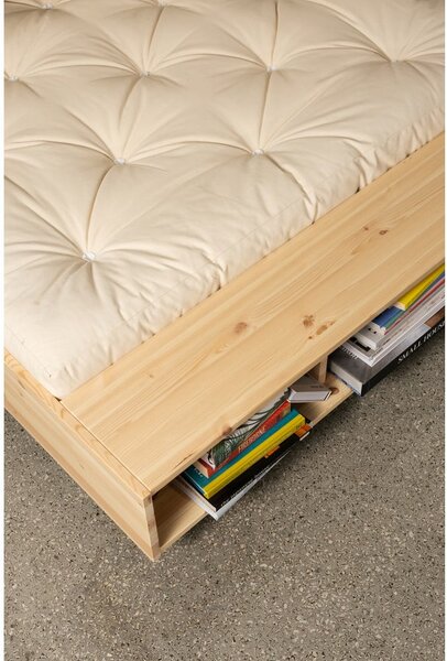 Letto singolo di colore naturale in pino massiccio senza testiera con rete inclusa 120x200 cm Merge – Karup