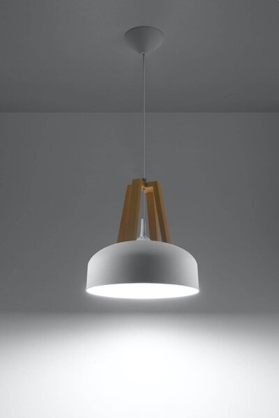 Lampadario a Sospensione E27 in Legno e Acciaio CASCO