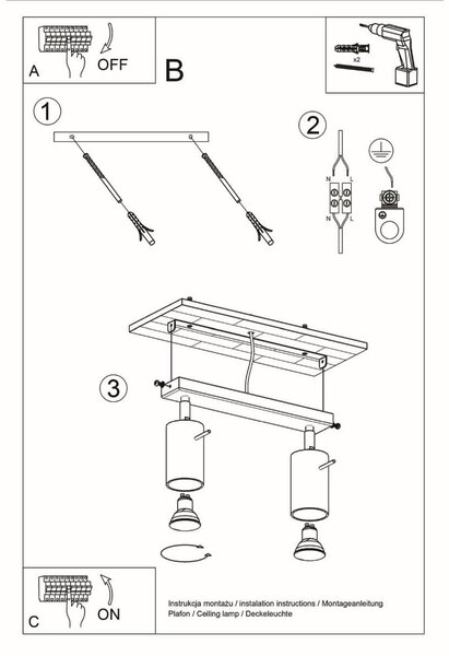 Lampada da Parete 2xGU10 Orientabile in Legno Naturale BERG