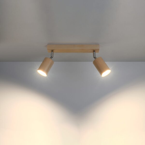 Lampada da Parete 2xGU10 Orientabile in Legno Naturale BERG