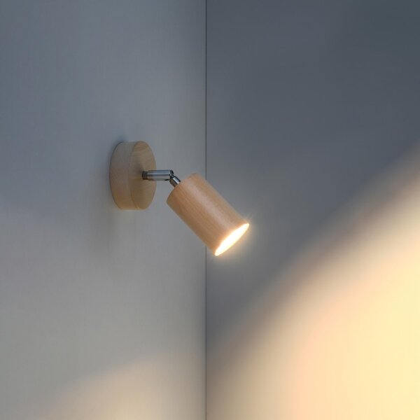 Lampada da Parete GU10 Orientabile in Legno Naturale BERG