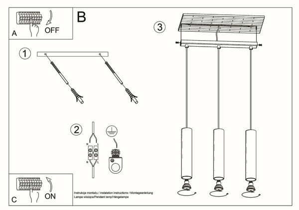 Lampada a Sospensione 3xGU10 in Legno LINO 3