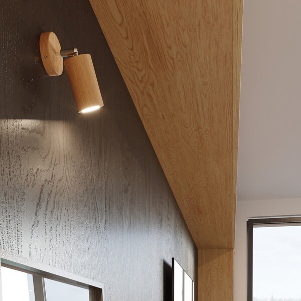 Lampada da Parete GU10 Orientabile in Legno Naturale BERG