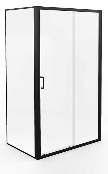 Cabina doccia 80x120 Marwell vetro Factory ingresso frontale, nero, 80 x 120 x 200 cm - Cabina doccia con telaio in alluminio nero opaco - Cabina doccia con porta scorrevole