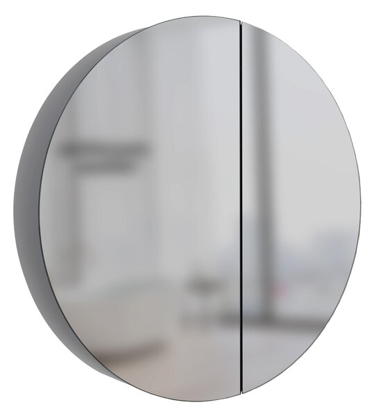 Specchio da bagno TALOS rotondo Ø 60 cm - Specchio da bagno con corpo in alluminio di alta qualità - Specchio da bagno con due ripiani in vetro