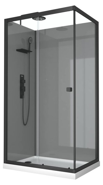 Doccia completa Marwell doccia completa Grey Style Rectangle 215x90x90cm - doccia prefabbricata con vetro temperato da 5 mm - con ripiano per utensili da doccia