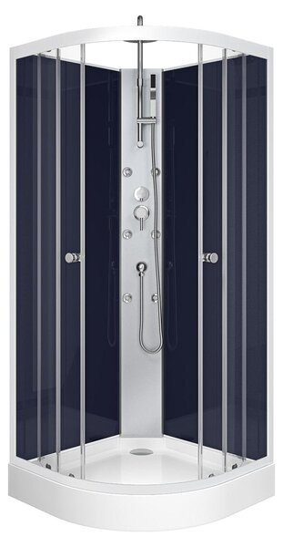 Doccia completa MARWELL Doccia completa Night Blue 85 x 85 x 225 cm - Doccia rotonda con ingresso frontale - Cabina doccia con profili in alluminio di alta qualità - Altezza ingresso 15 cm