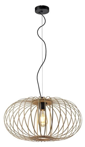 Lampada a sospensione, legno naturale, H 120 cm