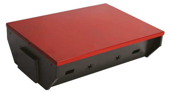 Barbecue a Carbone Camping 40x30x72h cm con Coperchio e Gambe Smontabili Struttura in Acciaio Nero e Rosso