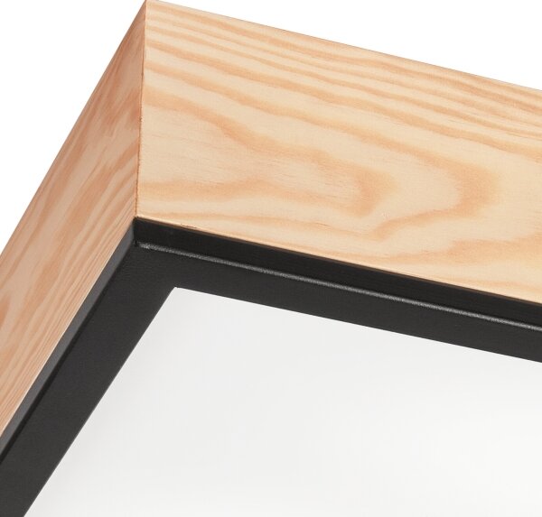 Plafoniera NATURAL SQUARE 2xE27/15W/230V 31x31 cm pino/nero