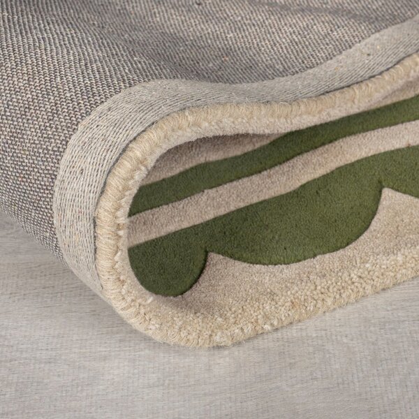 Tappeto in lana tessuto a mano di colore verde-naturale 120x170 cm Lois Scallop - Flair Rugs