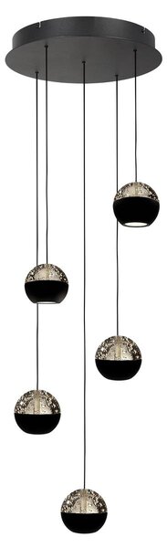 Steinhauer Exclusive - lampada a sospensione - BELLUNO - nero - vetro metallo - Ø 35cm - LED - 4585ZW