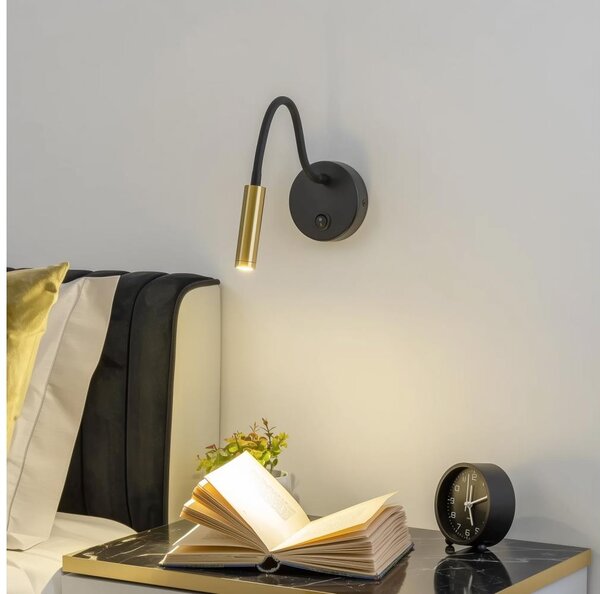Brilagi - LED Lampada flessibile da muro MAYA LED/3W/230V 4000K nero/oro