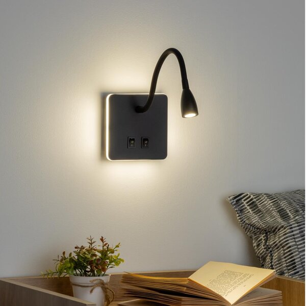 Brilagi - LED Lampada flessibile da muro MAYA Double LED/4W/230V + LED/3W nero