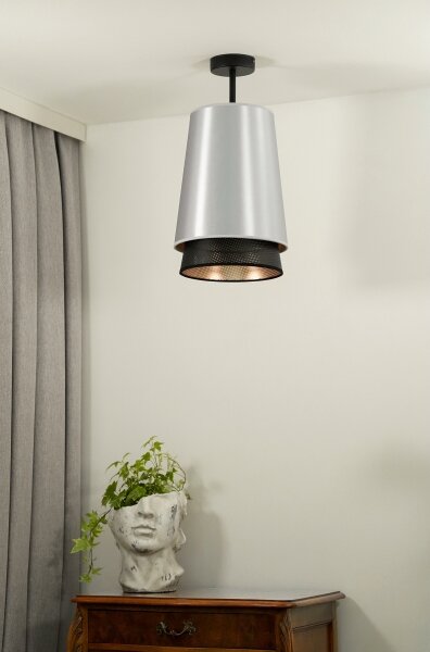 Duolla - Lampadario a plafone BELL SHINY 1xE27/15W/230V diametro 25 cm argento/nero