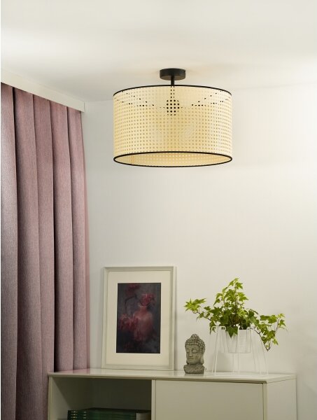 Duolla - Lampadario a plafone ROLLER RATTAN 1xE27/15W/230V diametro 45 cm beige/nero