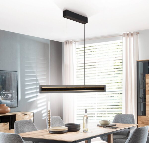 Schöner Wohnen SCHÖNER WOHNEN Lampada LED a sospensione Lena, nera, dimmerabile, dimmerabile, Nero, Soggiorno / Sala da pranzo, Metallo, Moderno