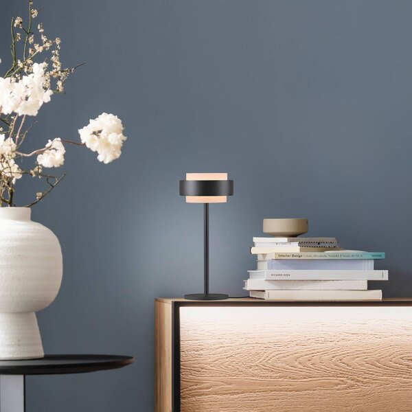 Schöner Wohnen Lampada da tavolo a LED Elmo, dimmerabile, Nero, Soggiorno / Sala da pranzo, Metallo, Moderno, Lampada da tavolo LED