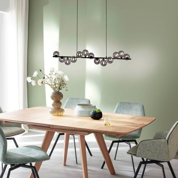 Schöner Wohnen Lampada a sospensione in vetro Dubai, Nero, Soggiorno / Sala da pranzo, Metallo, Moderno, Lampada a sospensione