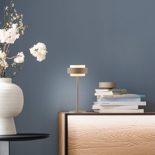 Schöner Wohnen Lampada da tavolo a LED Elmo, dimmerabile, Crema / Ambra, Soggiorno / Sala da pranzo, Metallo, Moderno, Lampada da tavolo LED