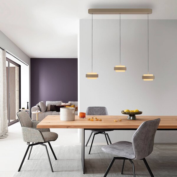 Schöner Wohnen SCHÖNER WOHNEN Lampada LED a sospensione Elmo, Sandbrise, 3 dimmerabile, Crema / Ambra, Soggiorno / Sala da pranzo, Metallo, Moderno