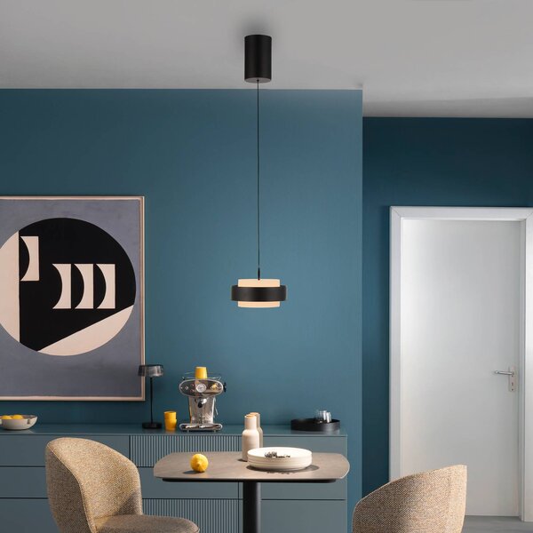 Schöner Wohnen SCHÖNER WOHNEN Lampada a sospensione LED Elmo, nera, 1 luce, 3000 K dimmerabile, Nero, Soggiorno / Sala da pranzo, Metallo, Moderno