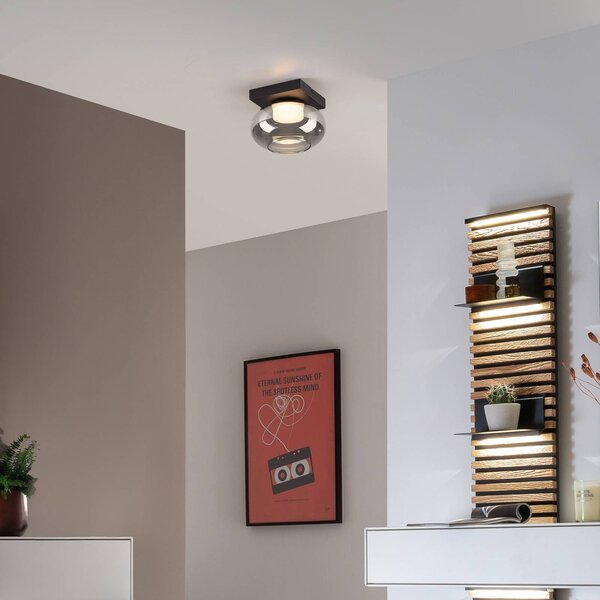 Schöner Wohnen Plafoniera a LED Sia, dimmerabile, Alluminio / Grigio / Zincato, Soggiorno / Sala da pranzo, Vetro, Moderno, Plafoniera LED