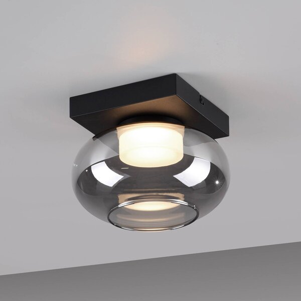 Schöner Wohnen Plafoniera a LED Sia, dimmerabile, Alluminio / Grigio / Zincato, Soggiorno / Sala da pranzo, Vetro, Moderno, Plafoniera LED