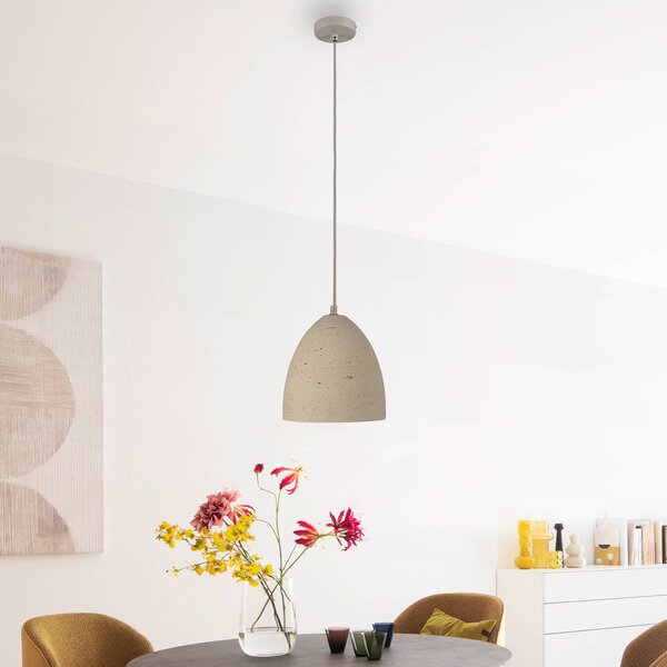 Schöner Wohnen Lampada a sospensione Traventa, dimmerabile, Crema / Ambra, Soggiorno / Sala da pranzo, calcestruzzo / cemento, Mediterraneo, Lampada a sospensione