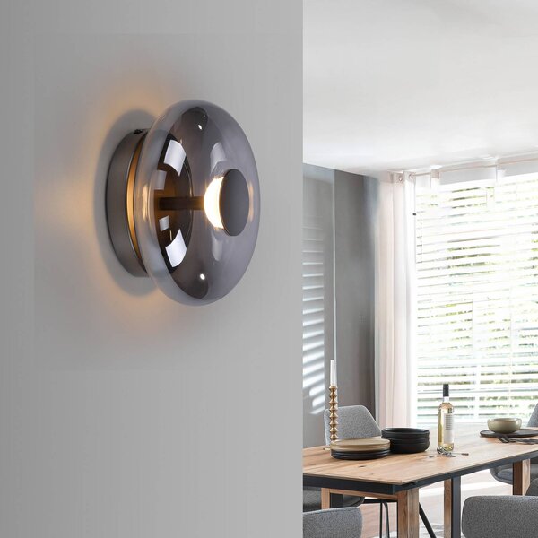 Schöner Wohnen Plafoniera a LED Posh, dimmerabile, Alluminio / Grigio / Zincato, Soggiorno / Sala da pranzo, Vetro, Moderno, Plafoniera LED