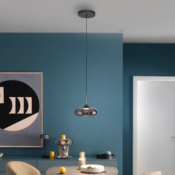 Schöner Wohnen Lampada a sospensione in vetro Posh, dimmerabile, Alluminio / Grigio / Zincato, Soggiorno / Sala da pranzo, Vetro, Moderno, Lampada a sospensione
