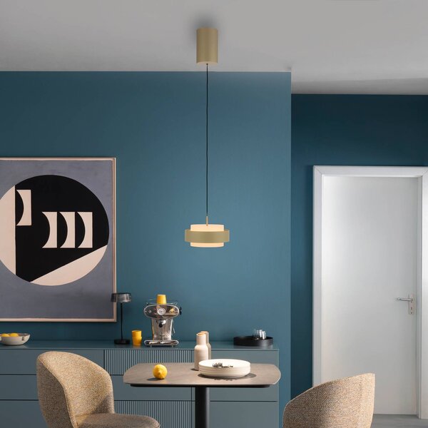 Schöner Wohnen SCHÖNER WOHNEN Lampada LED a sospensione Elmo, Sandbrise, 1 dimmerabile, Crema / Ambra, Soggiorno / Sala da pranzo, Metallo, Moderno