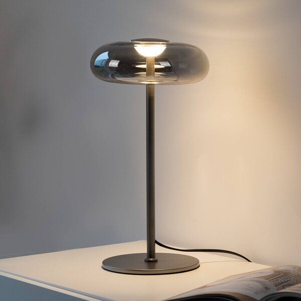 Schöner Wohnen Lampada da tavolo a LED Posh, dimmerabile, Alluminio / Grigio / Zincato, Soggiorno / Sala da pranzo, Vetro, Moderno, Lampada da tavolo LED