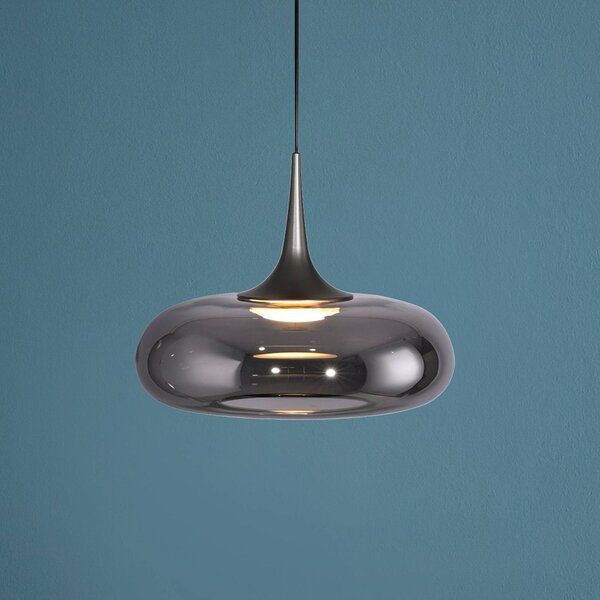 Schöner Wohnen Lampada a sospensione in vetro Posh, dimmerabile, Alluminio / Grigio / Zincato, Soggiorno / Sala da pranzo, Vetro, Moderno, Lampada a sospensione