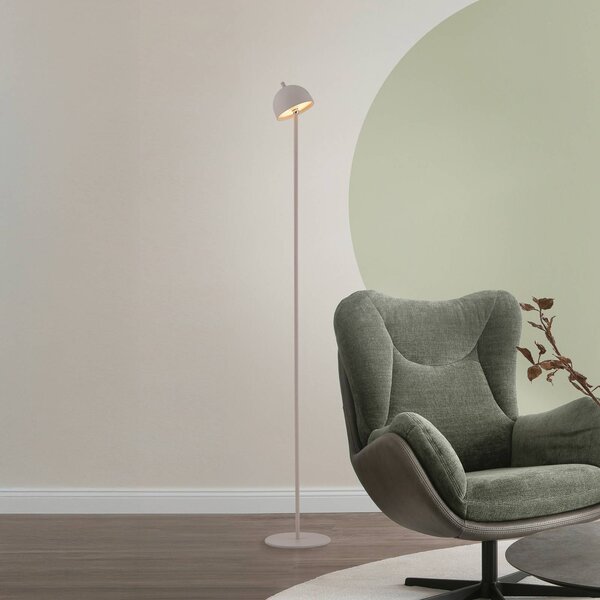 Schöner Wohnen Lampada LED da pavimento ricaricabile Bellis, color sabbia, IP54 dimmerabile, Crema / Ambra, Soggiorno / Sala da pranzo, Metallo, Scandinavo