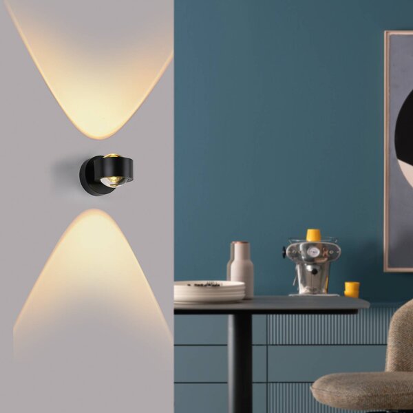 Schöner Wohnen Applique da parete a LED Chia, Nero, Soggiorno / Sala da pranzo, Plastica, Moderno, Applique a LED